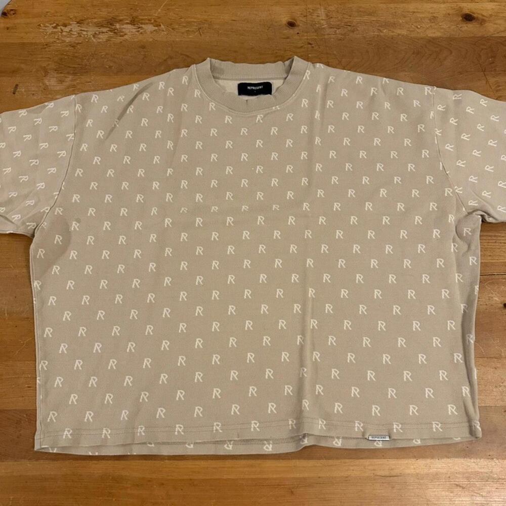 Represent Clo Shirt Mens Large Brown Monogram Oversized Short Sleeve Tee